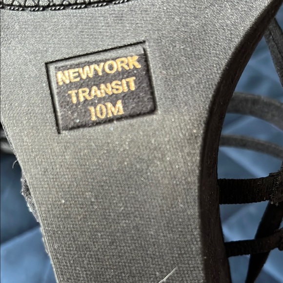 New York Transit Black Thong Sandals with Studded Strap - Picture 2 of 5